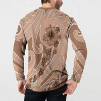 Hawaii Brown Hibiscus Pikake Lei Button Sweatshirt - Polynesian Pride
