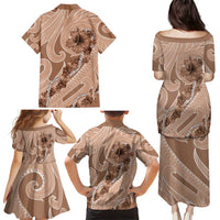 Hawaii Brown Hibiscus Pikake Lei Family Matching Puletasi and Hawaiian Shirt - Polynesian Pride