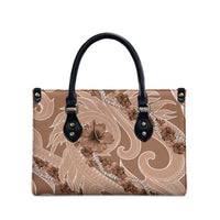 Hawaii Brown Hibiscus Pikake Lei Leather Bag - Polynesian Pride
