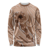 Hawaii Brown Hibiscus Pikake Lei Long Sleeve Shirt - Polynesian Pride