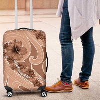 Hawaii Brown Hibiscus Pikake Lei Luggage Cover LT05 Brown - Polynesian Pride