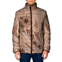 Hawaii Brown Hibiscus Pikake Lei Padded Jacket - Polynesian Pride