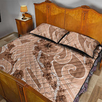 Hawaii Brown Hibiscus Pikake Lei Quilt Bed Set - Polynesian Pride