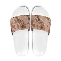 Hawaii Brown Hibiscus Pikake Lei Slide Sandals - Polynesian Pride