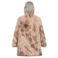 Hawaii Brown Hibiscus Pikake Lei Wearable Blanket Hoodie LT05 One Size Brown - Polynesian Pride