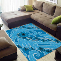 Hawaii Blue Hibiscus Pikake Lei Area Rug - Polynesian Pride