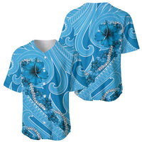 Hawaii Blue Hibiscus Pikake Lei Baseball Jersey LT05 - Polynesian Pride