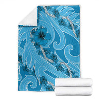 Hawaii Blue Hibiscus Pikake Lei Blanket - Polynesian Pride