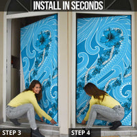Hawaii Blue Hibiscus Pikake Lei Door Cover - Polynesian Pride