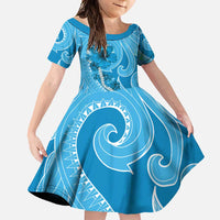 Hawaii Blue Hibiscus Pikake Lei Family Matching Short Sleeve Bodycon Dress and Hawaiian Shirt - Polynesian Pride