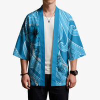 Hawaii Blue Hibiscus Pikake Lei Kimono - Polynesian Pride