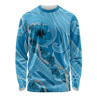 Hawaii Blue Hibiscus Pikake Lei Long Sleeve Shirt - Polynesian Pride