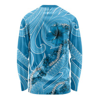 Hawaii Blue Hibiscus Pikake Lei Long Sleeve Shirt - Polynesian Pride