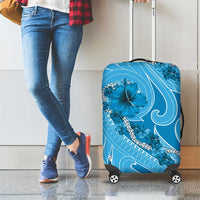 Hawaii Blue Hibiscus Pikake Lei Luggage Cover LT05 - Polynesian Pride