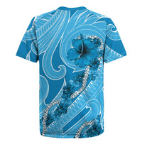 Hawaii Blue Hibiscus Pikake Lei Rugby Jersey - Polynesian Pride