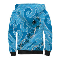 Hawaii Blue Hibiscus Pikake Lei Sherpa Hoodie - Polynesian Pride