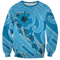 Hawaii Blue Hibiscus Pikake Lei Sweatshirt - Polynesian Pride