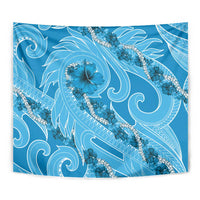 Hawaii Blue Hibiscus Pikake Lei Tapestry - Polynesian Pride