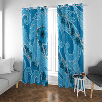 Hawaii Blue Hibiscus Pikake Lei Window Curtain - Polynesian Pride