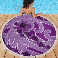 Hawaii Violet Hibiscus Pikake Lei Beach Blanket - Polynesian Pride