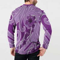 Hawaii Violet Hibiscus Pikake Lei Button Sweatshirt - Polynesian Pride