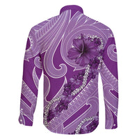 Hawaii Violet Hibiscus Pikake Lei Family Matching Short Sleeve Bodycon Dress and Hawaiian Shirt - Polynesian Pride
