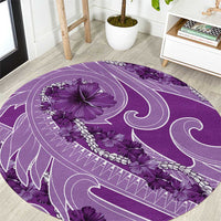 Hawaii Violet Hibiscus Pikake Lei Round Carpet - Polynesian Pride