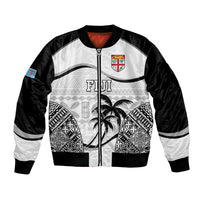 Fiji Rugby Bomber Jacket World Cup 2023 Fijian Tapa Pattern Black Version LT05 Unisex Black - Polynesian Pride
