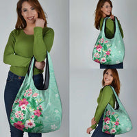 Hawaii Tropical Flowers Grocery Bag Polynesian Tattoo Mint Green LT05 - Polynesian Pride