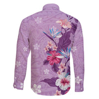 Hawaii Tropical Flowers Family Matching Mermaid Dress and Hawaiian Shirt Polynesian Tattoo Lavender