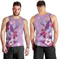 Hawaii Tropical Flowers Men Tank Top Polynesian Tattoo Lavender