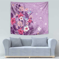 Hawaii Tropical Flowers Tapestry Polynesian Tattoo Lavender