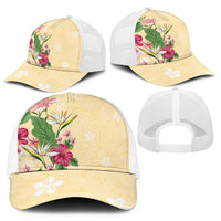 Hawaii Tropical Flowers Baseball Net Cap Polynesian Tattoo Buttermilk
