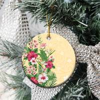 Hawaii Tropical Flowers Ceramic Ornament Polynesian Tattoo Buttermilk