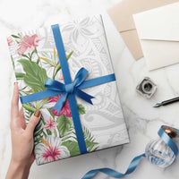 Hawaii Tropical Flowers Wrapping Paper Polynesian Tattoo White - Polynesian Pride