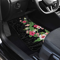 Hawaii Tropical Flowers Car Mats Polynesian Tattoo Black
