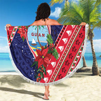 Guam Christmas Beach Blanket Felis Nabidat Guaman Seal With Poinsettia