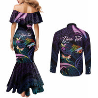 Personalised Polynesia Memorial Couples Matching Mermaid Dress and Long Sleeve Button Shirt Always Remembered Dragonfly Polynesian Style