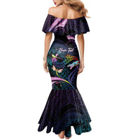 Personalised Polynesia Memorial Family Matching Mermaid Dress and Hawaiian Shirt Always Remembered Dragonfly Polynesian Style