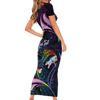 Personalised Polynesia Memorial Short Sleeve Bodycon Dress Always Remembered Dragonfly Polynesian Style LT05 - Polynesian Pride