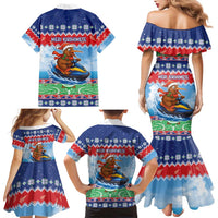 New Zealand Christmas Family Matching Mermaid Dress and Hawaiian Shirt Funny Jet Ride Kiwi Xmas - Polynesian Pride