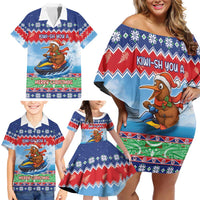 New Zealand Christmas Family Matching Off Shoulder Short Dress and Hawaiian Shirt Funny Jet Ride Kiwi Xmas - Polynesian Pride