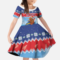 New Zealand Christmas Kid Short Sleeve Dress Funny Jet Ride Kiwi Xmas - Polynesian Pride