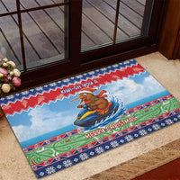 New Zealand Christmas Rubber Doormat Funny Jet Ride Kiwi Xmas - Polynesian Pride