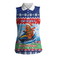 New Zealand Christmas Women Sleeveless Polo Shirt Funny Jet Ride Kiwi Xmas - Polynesian Pride