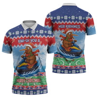 New Zealand Christmas Zipper Polo Shirt Funny Jet Ride Kiwi Xmas - Polynesian Pride