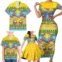Hawaii Christmas Family Matching Short Sleeve Bodycon Dress and Hawaiian Shirt Mele Kalikimaka Tropical Vibes - Polynesian Pride