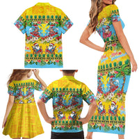 Hawaii Christmas Family Matching Short Sleeve Bodycon Dress and Hawaiian Shirt Mele Kalikimaka Tropical Vibes - Polynesian Pride
