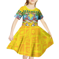 Hawaii Christmas Kid Short Sleeve Dress Mele Kalikimaka Tropical Vibes - Polynesian Pride