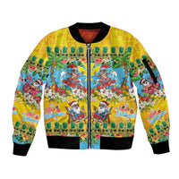 Hawaii Christmas Sleeve Zip Bomber Jacket Mele Kalikimaka Tropical Vibes - Polynesian Pride